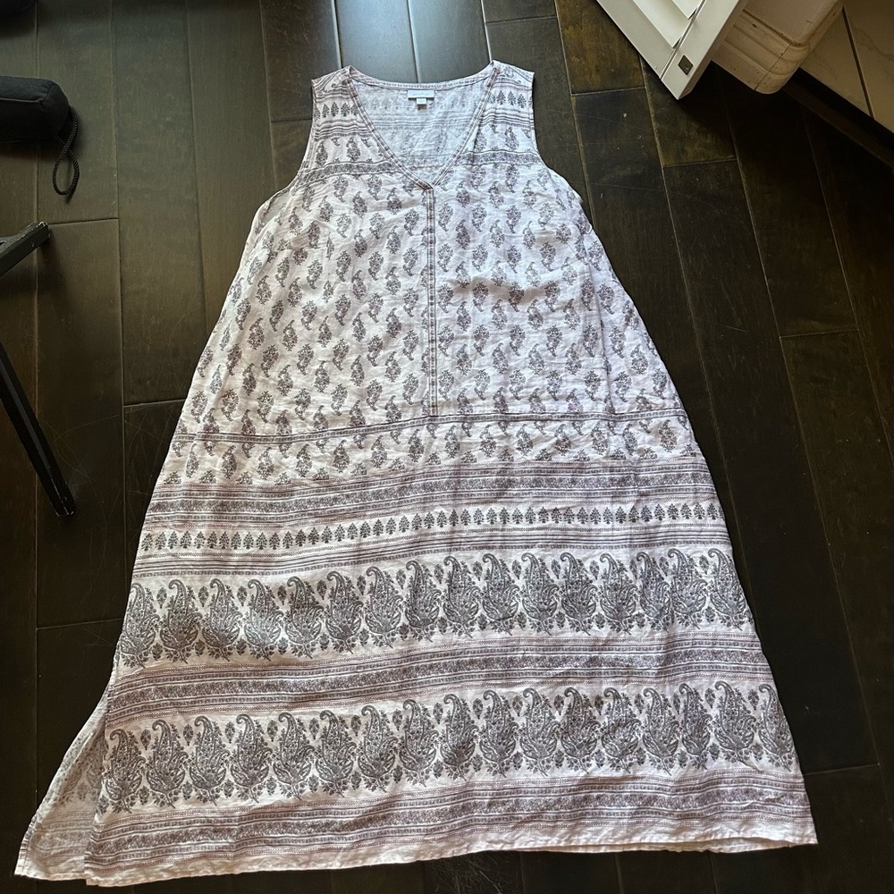 J JILL Lavender Shades LINEN Sleeveless Dress “XL” Bohemian Vibes - BREATHABLE